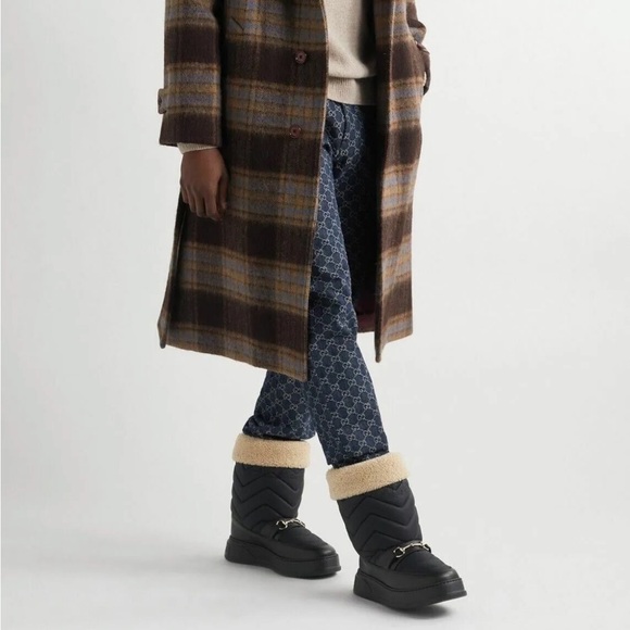 Gucci Quebec Shearling Chevron Snow Horsebit Boots Men's G 8 - US 8.5 - EU 42 - Picture 10 of 16